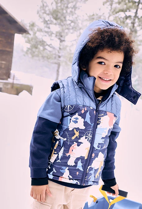 Reversible technical fabric boy´s gilet