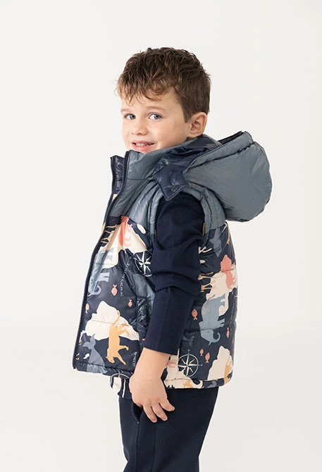 Reversible technical fabric boy´s gilet