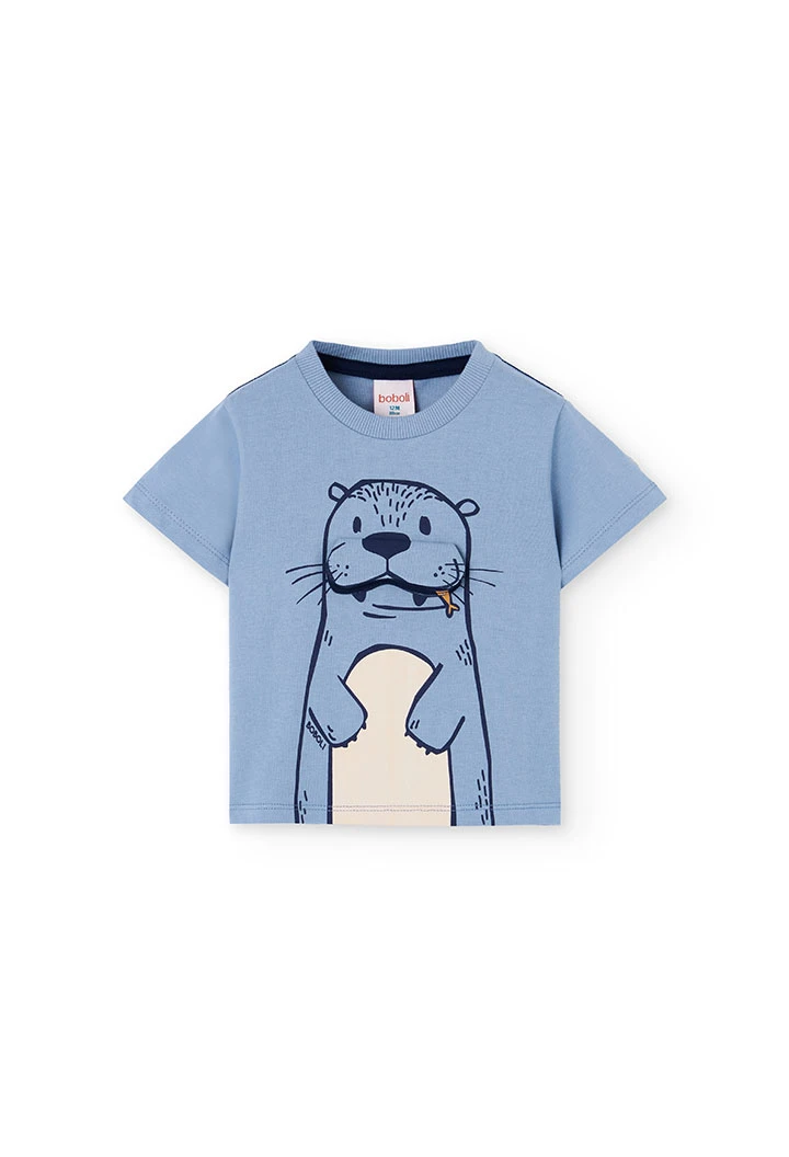 Maglietta bambino in jersey grigio animale