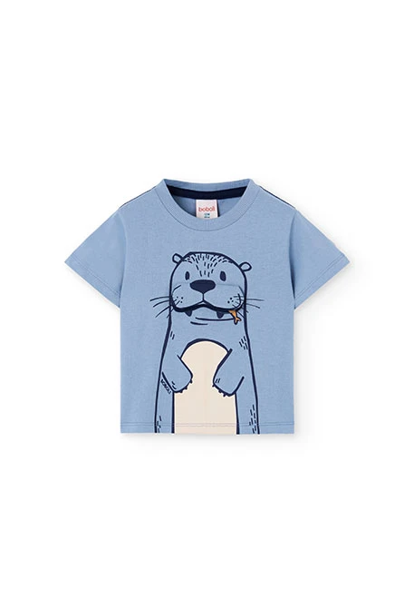 Camisola menino de malha cinza animal