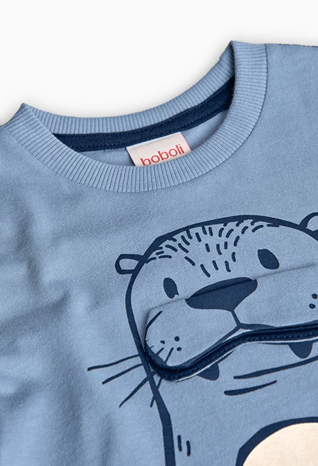 Camisola menino de malha cinza animal