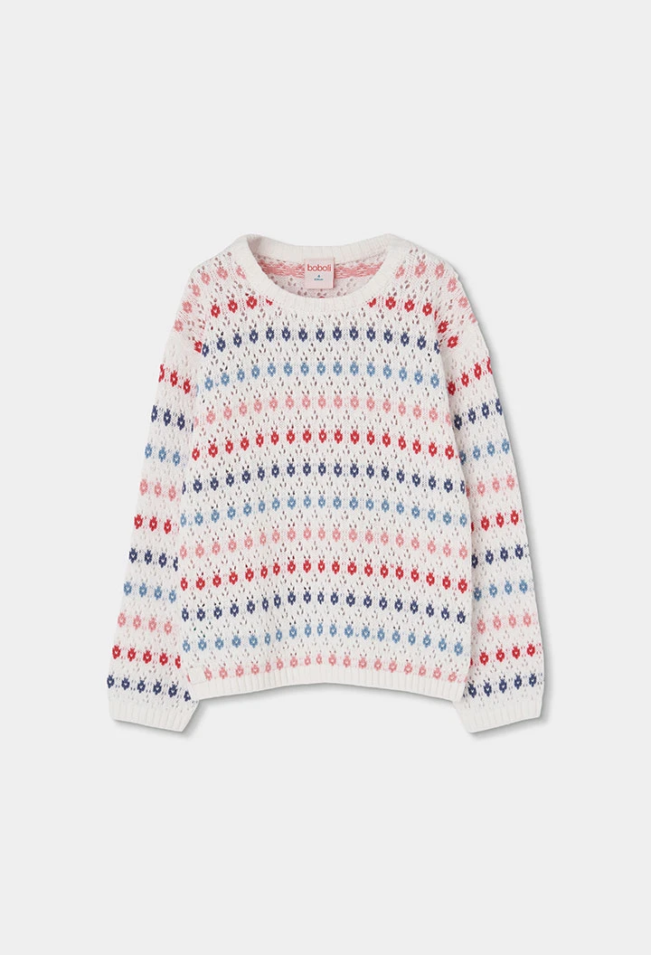 Pull fille coton blanc