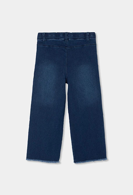 Pantalon fille en denim bleu