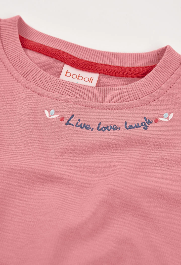 Mädchen-Sweatshirt aus Baumwolle in Lachsfarbe