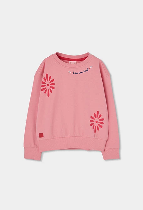 Girl?s cotton sweatshirt in salmon