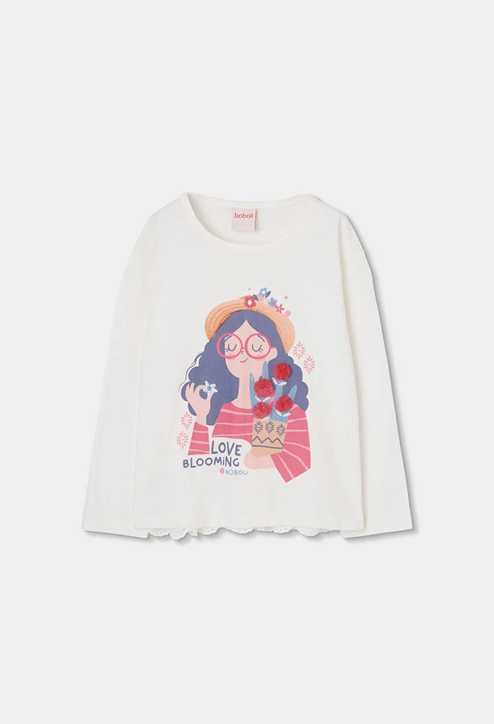 Camiseta de niña algodón blanca