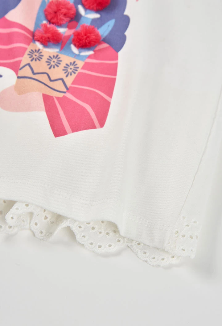 Weißes Baumwoll-T-Shirt für Mädchen