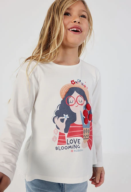 Weißes Baumwoll-T-Shirt für Mädchen