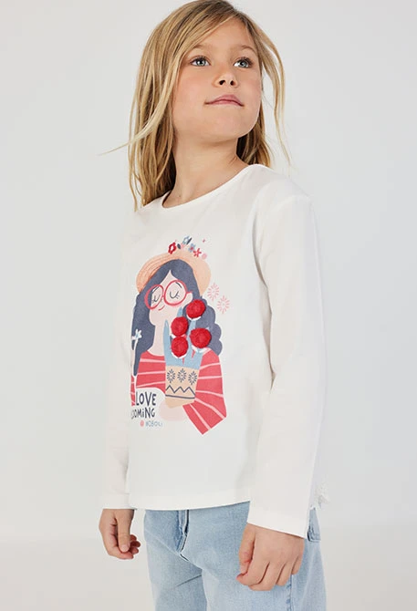 Weißes Baumwoll-T-Shirt für Mädchen