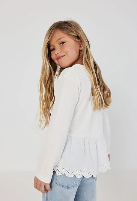 Camisola de menina algodão branca