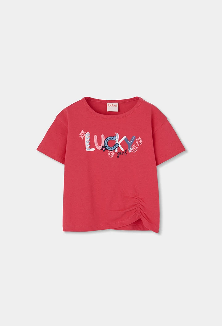 Camiseta niña algodón fresa