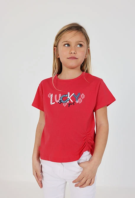 Camiseta niña algodón fresa