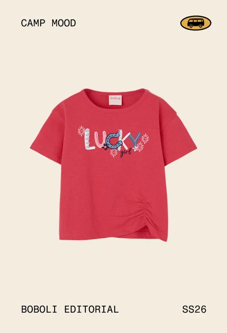 Camiseta niña algodón fresa