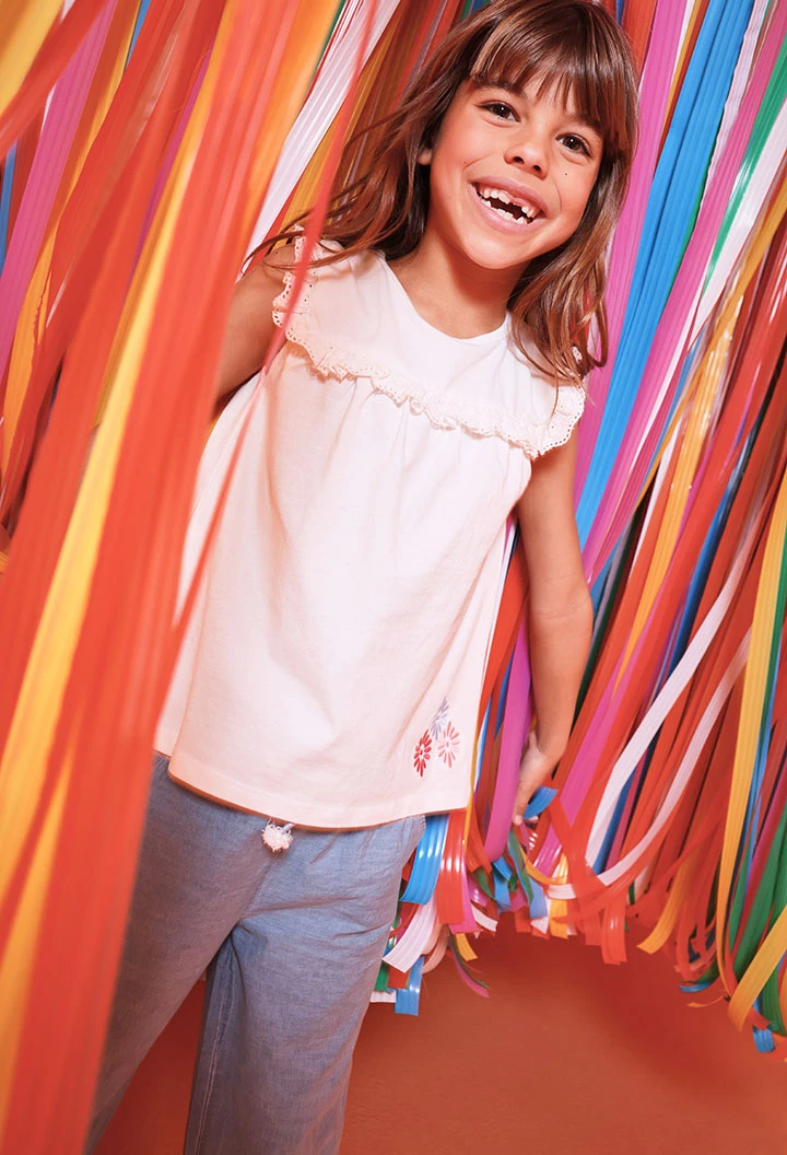 T-shirt fille coton blanc