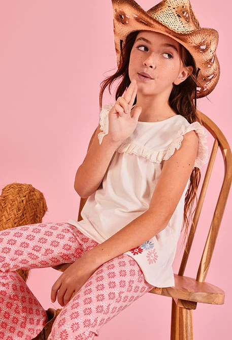 T-shirt fille coton blanc