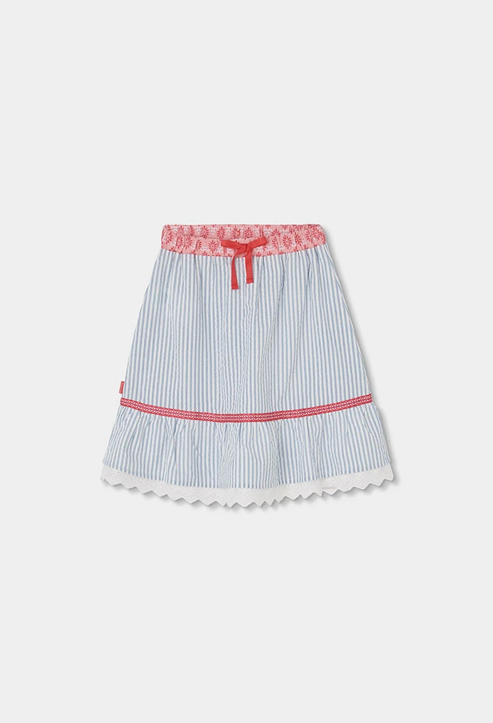 Falda popelín azul blanco rosa