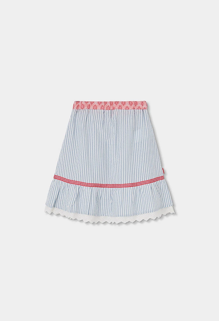 Falda popelín azul blanco rosa