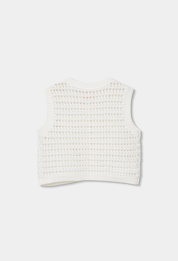 Colete de menina de algodão branco