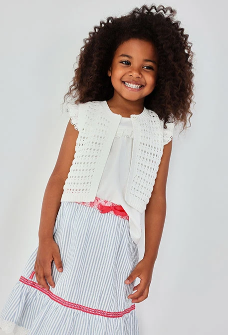 Colete de menina de algodão branco