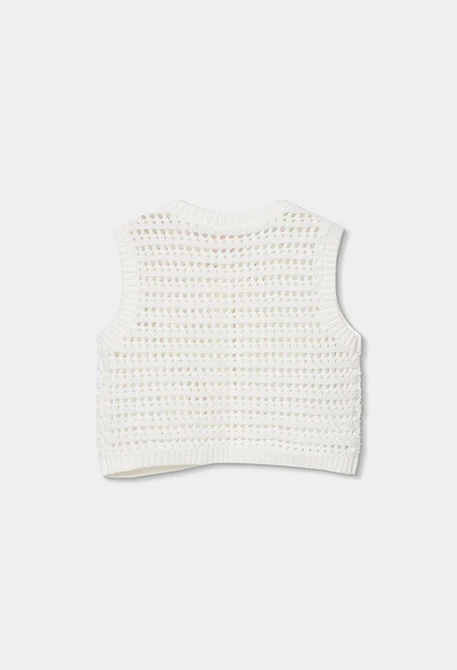 Colete de menina de algodão branco