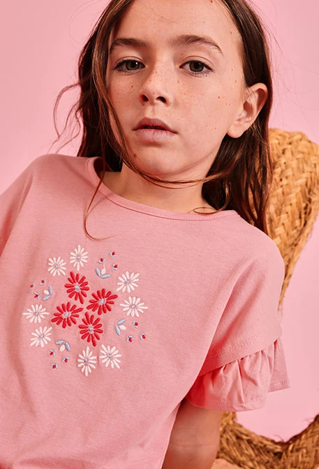 Maglietta bambina cotone rosa