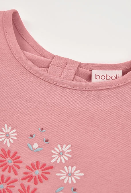 T-shirt fille en coton rose