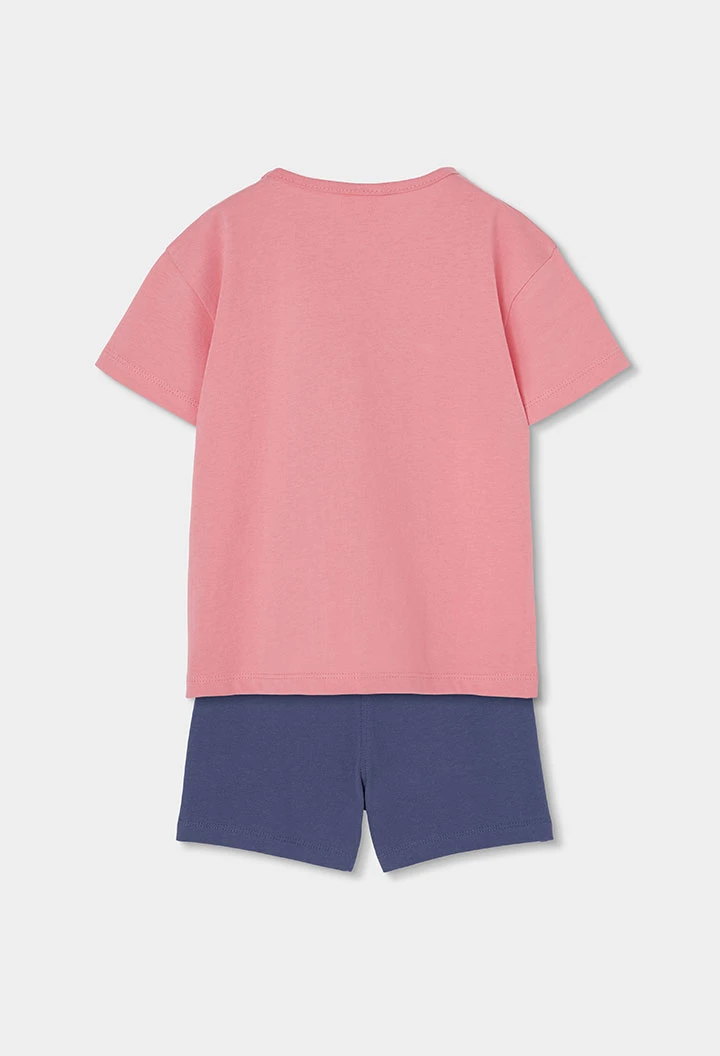 Conjunto niña en rosa y azul