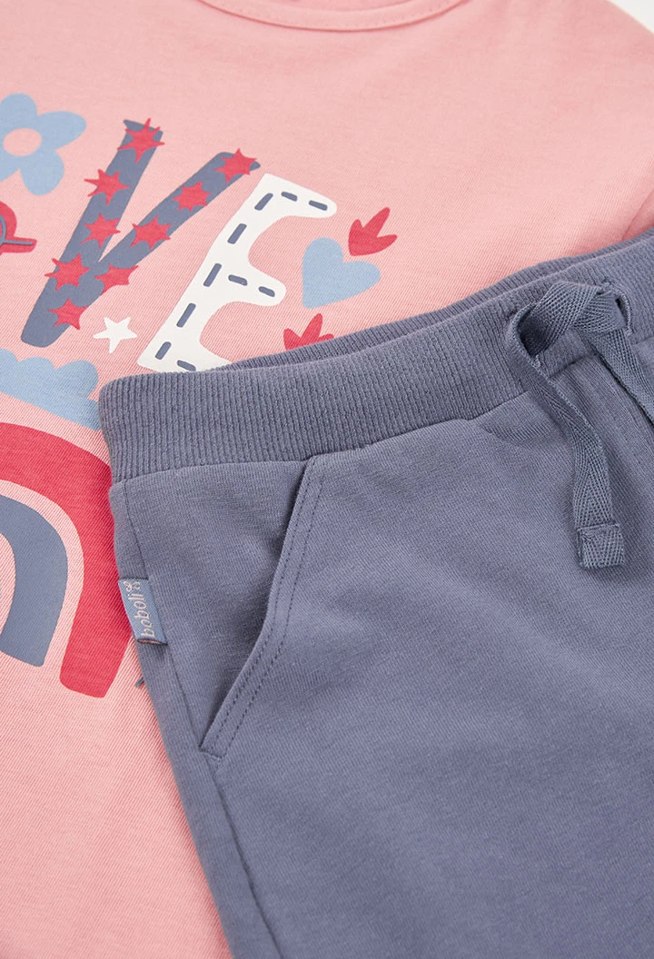 Conjunto niña en rosa y azul