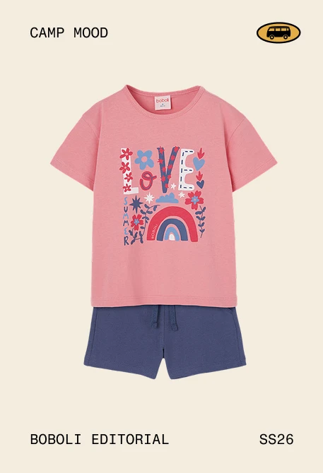 Ensemble fille en rose et bleu