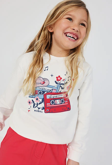 Sweatshirt menina algodão branco