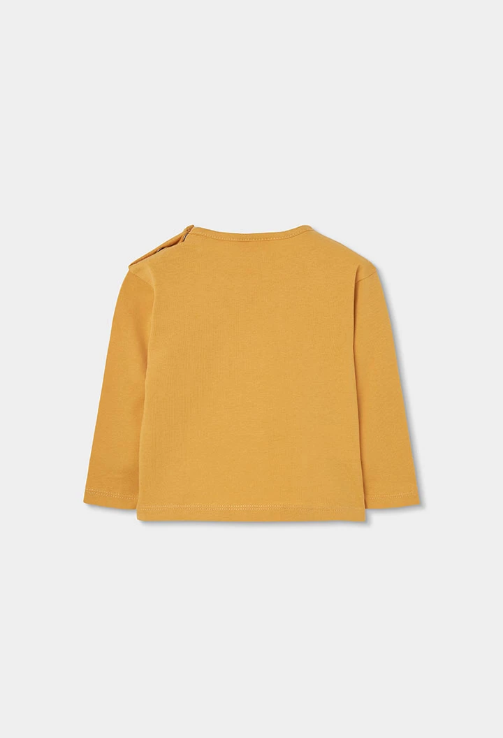 T-shirt en maille fille jaune avec sequins smiley