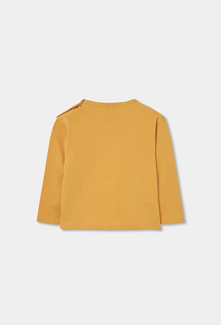 T-shirt en maille fille jaune avec sequins smiley