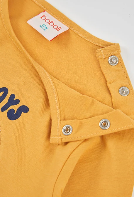T-shirt en maille fille jaune avec sequins smiley