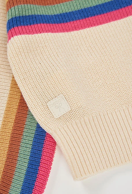Jersey niña crudo con rayas multicolor