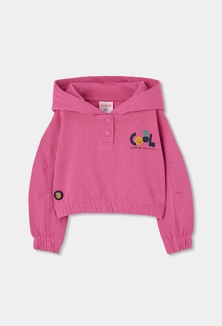 Sweat-shirt en molleton fille fraise à capuche imprimée