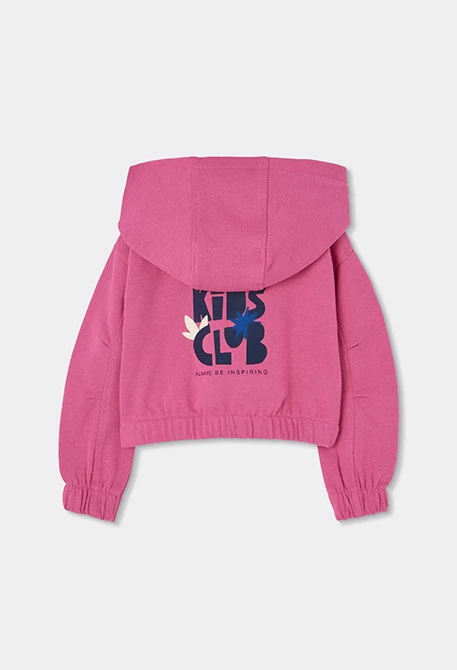 Sweat-shirt en molleton fille fraise à capuche imprimée