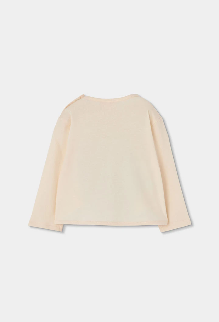 T-shirt en maille fille écru imprimé amies