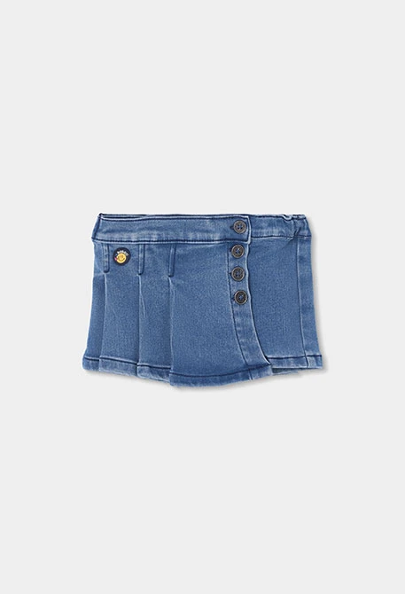 Blauer Denim-Rock mit Knöpfen