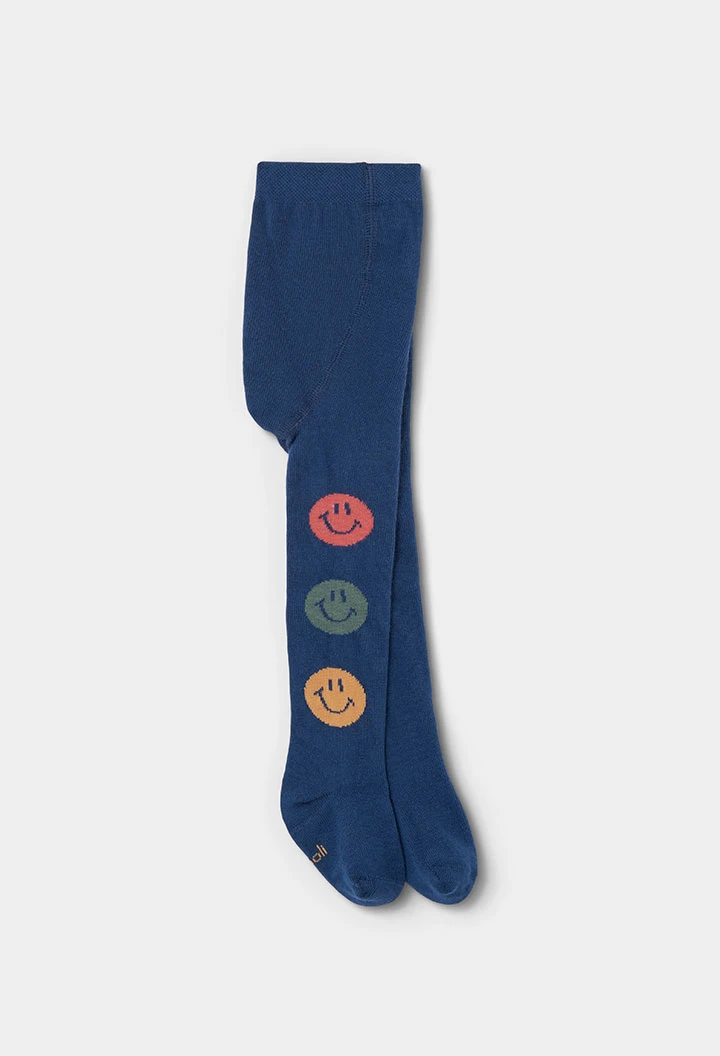 Leotardo azul marino estampado de smileys