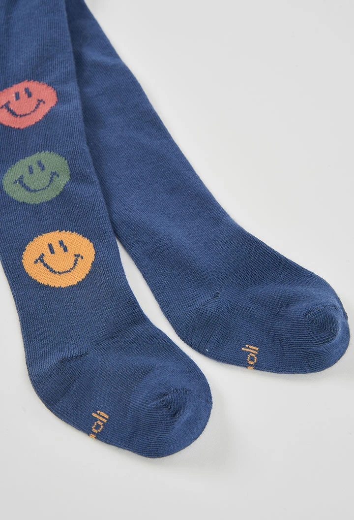Leotardo azul marino estampado de smileys