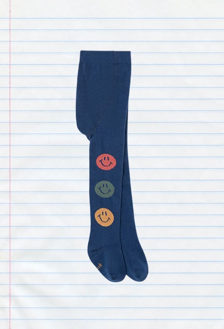 Collant azul-marinho estampado de smileys