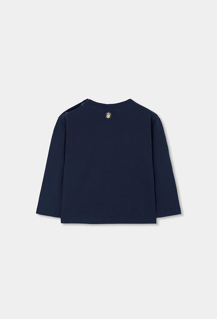 T-shirt en maille fille bleu marine imprimé lettres