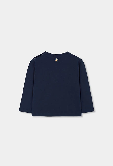 T-shirt en maille fille bleu marine imprimé lettres