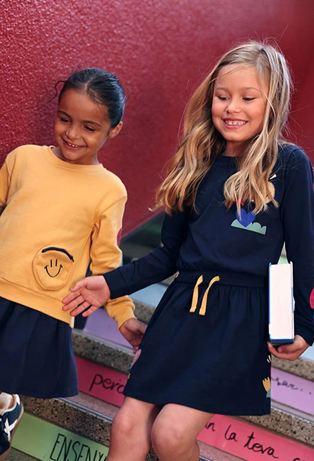 Vestido punto azul marino estampado con lentejuelas