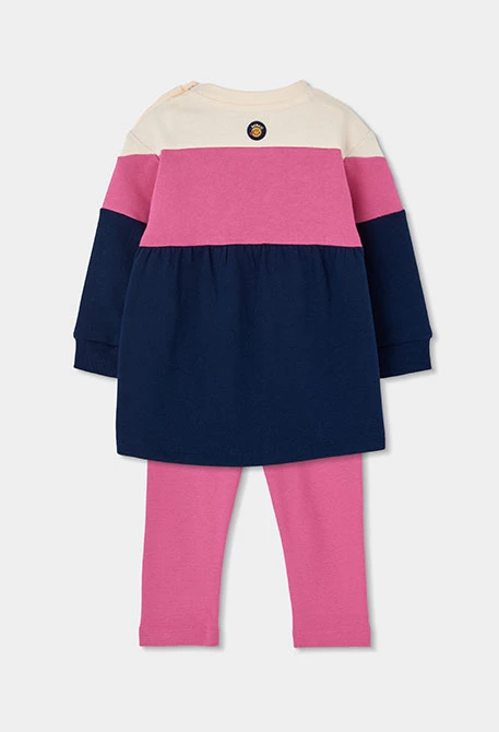 Ensemble en maille fille bleu marine imprimé arc-en-ciel