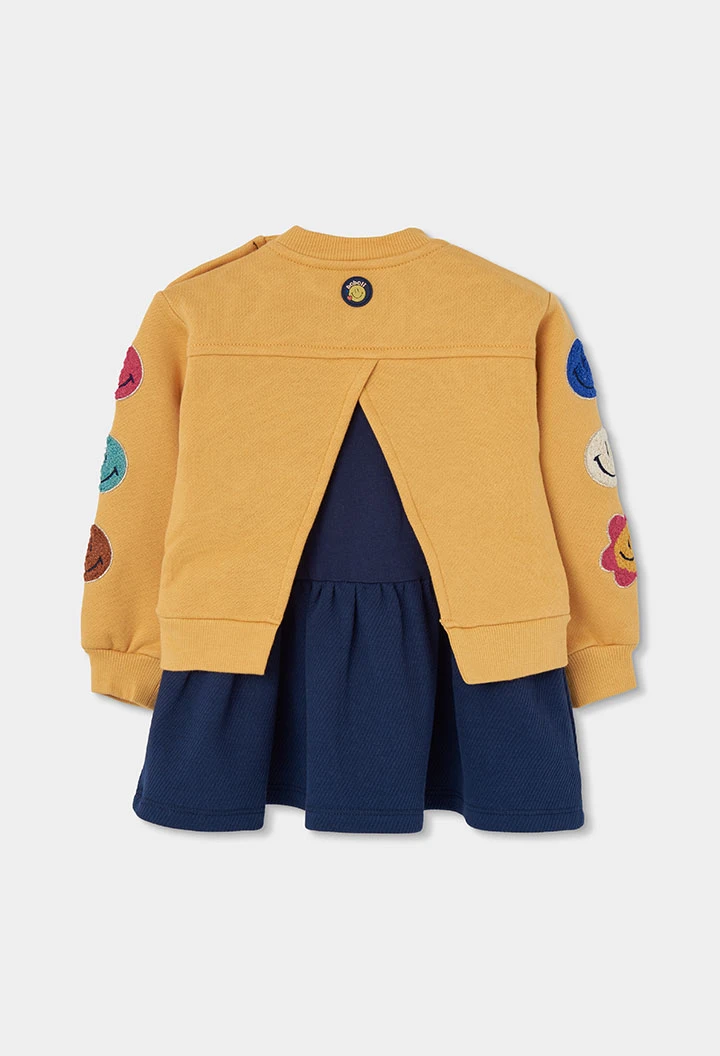Robe en molleton jaune avec patches d\'émoticônes