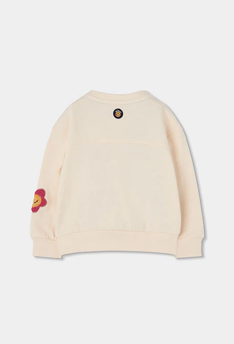 Sweat-shirt en molleton fille écru avec emojis