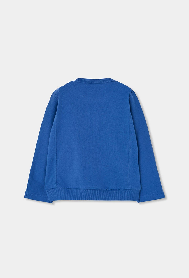 T-shirt en maille fille bleu imprimé arc-en-ciel