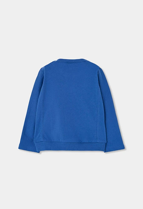 T-shirt en maille fille bleu imprimé arc-en-ciel