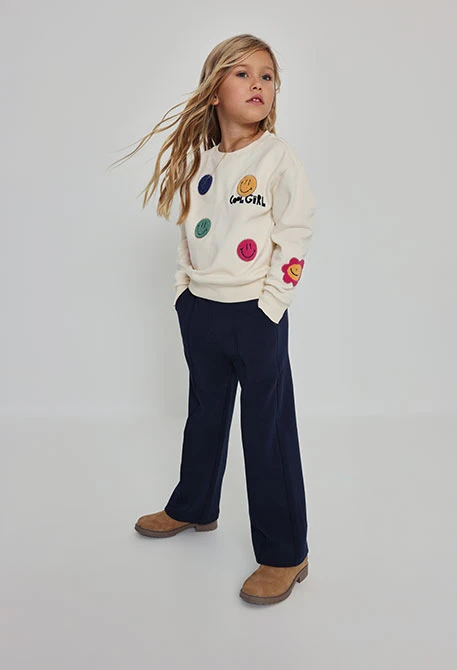 Pantalon fille bleu marine
